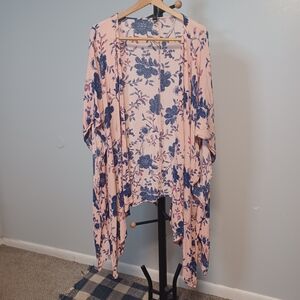 LANE BRYANT PINK FLORAL KIMONO ONE SIZE